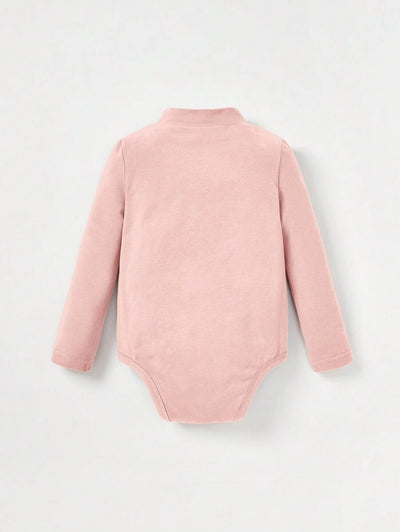 Kit com 2 Bodies de Manga Longa para Bebê · Rosa e branco 