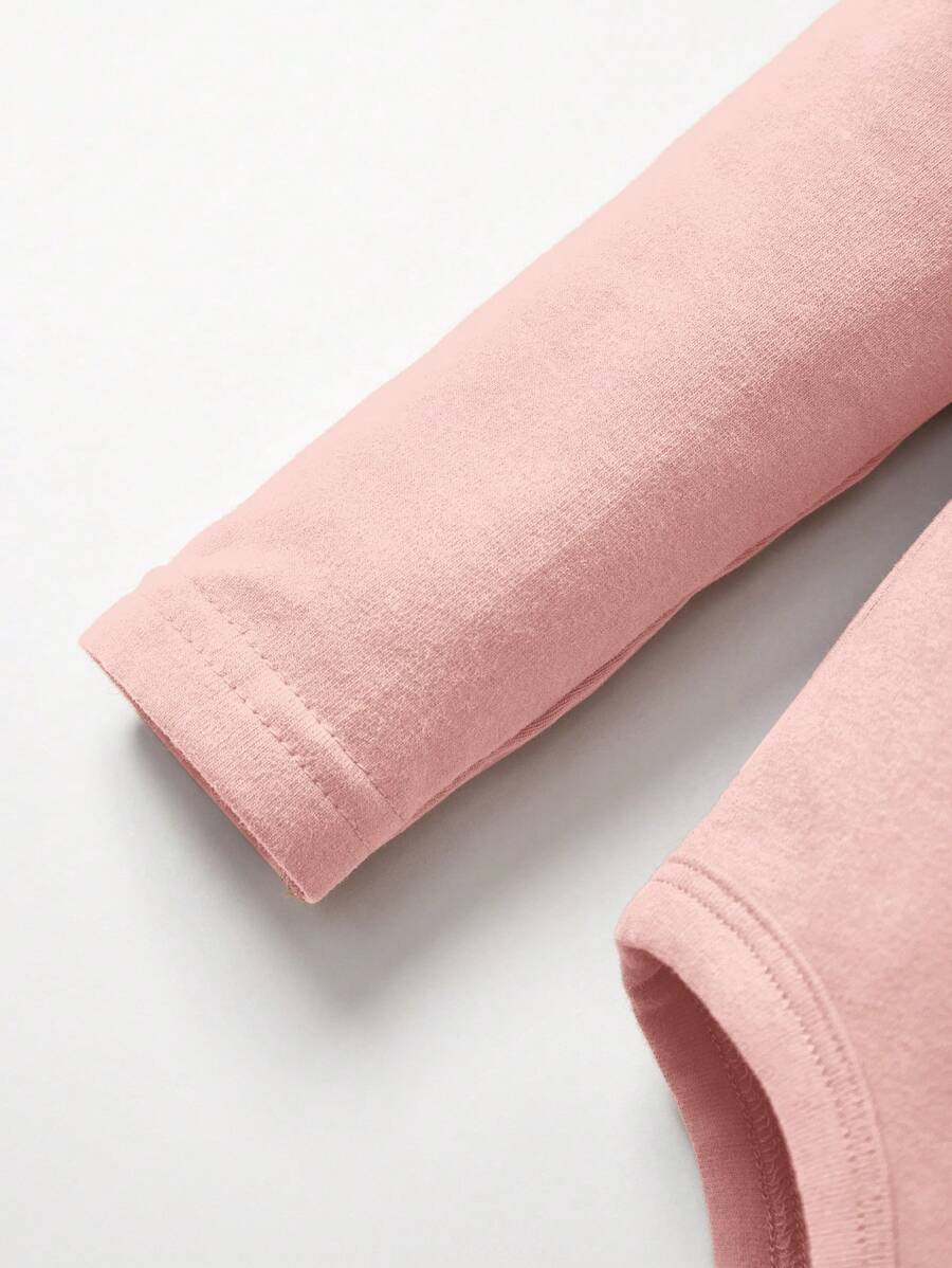 Kit com 2 Bodies de Manga Longa para Bebê · Rosa e branco 