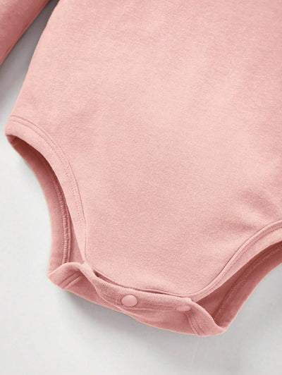 Kit com 2 Bodies de Manga Longa para Bebê · Rosa e branco 