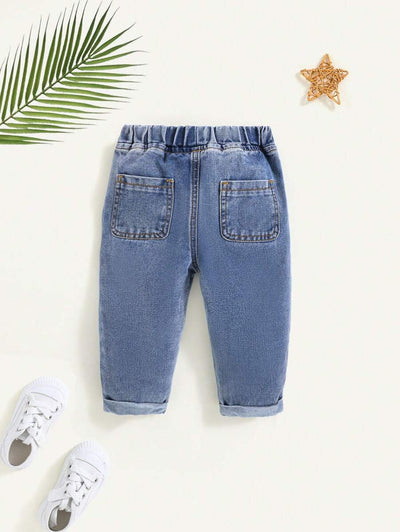 Calça jeans para bebê · Azul lavado 