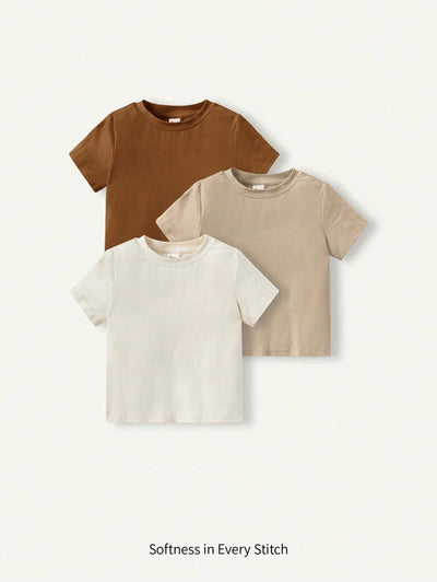 Kit com 3 Camisetas para Menino · Caqui 