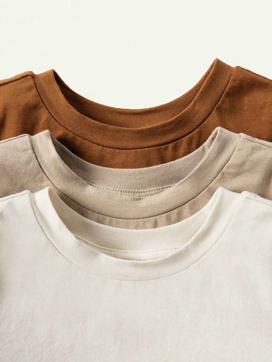 Kit com 3 Camisetas para Menino · Caqui 