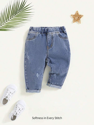 Calça jeans para bebê · Azul lavado 