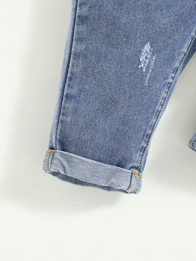 Calça jeans para bebê · Azul lavado 