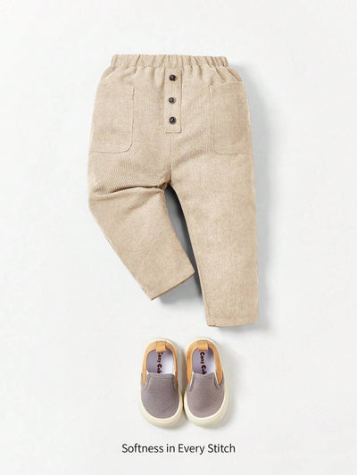 Calça reta com bolsos para bebê · Damasco 