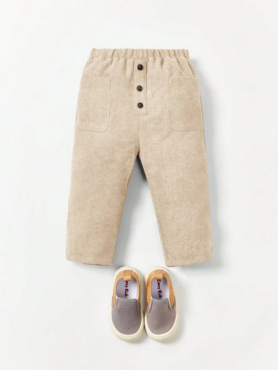 Calça reta com bolsos para bebê · Damasco 