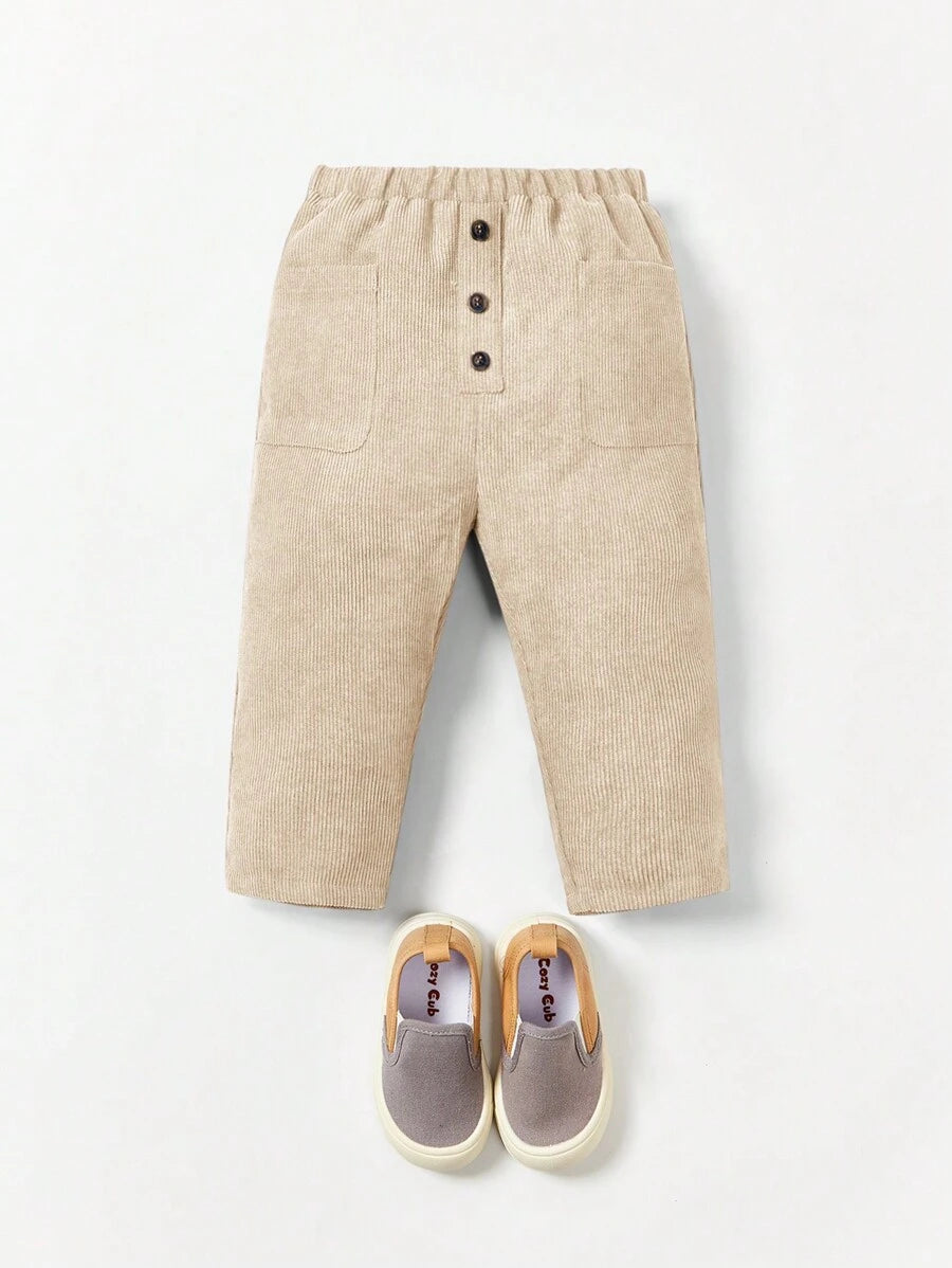Calça reta com bolsos para bebê · Damasco 