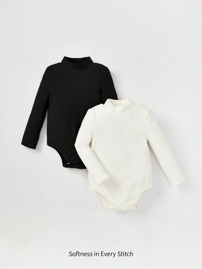 Kit com 2 Bodies de Manga Longa para Bebê · Preto e branco 