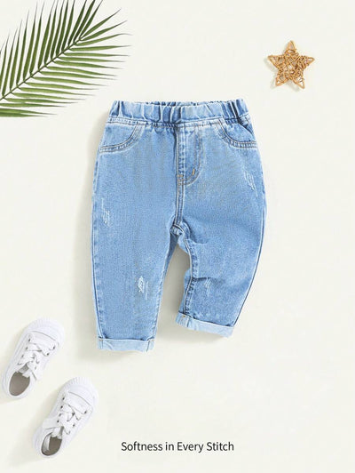 Calça jeans para bebê · Azul claro 