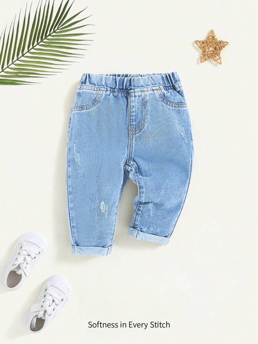 Calça jeans para bebê · Azul claro 