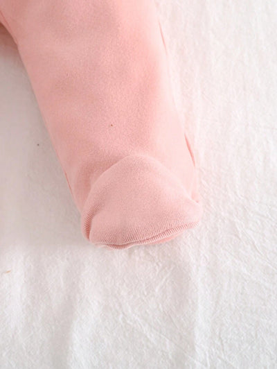 Kit com 2 macacões de manga longa para bebê · Rosa e creme 