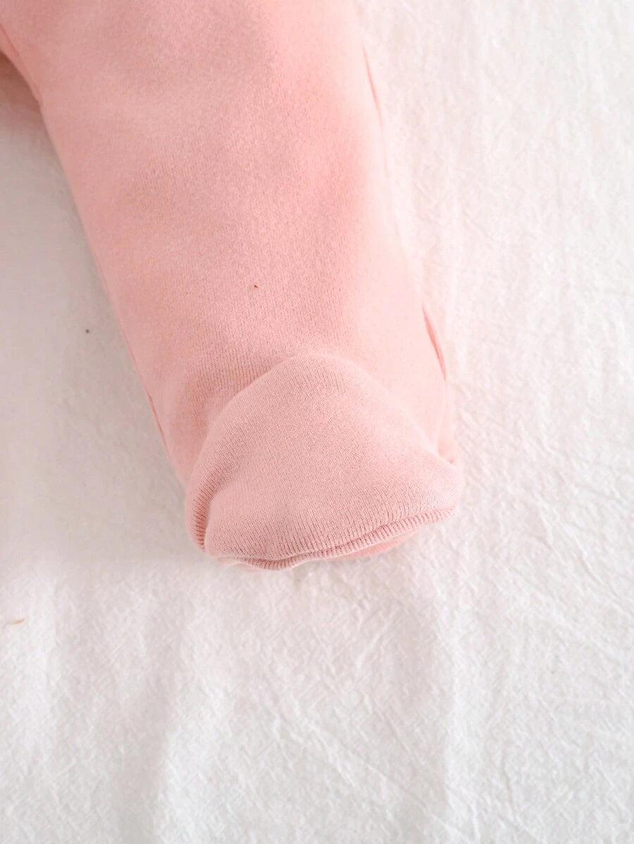 Kit com 2 macacões de manga longa para bebê · Rosa e creme 