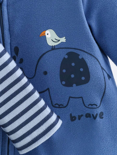 Kit com 3 Macacões de Manga Longa para Bebê · Azul 