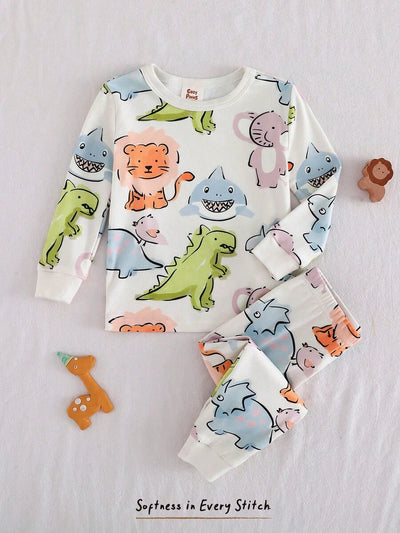 Pijama de Bebê 2 Peças · Bichinhos com punhos brancos 
