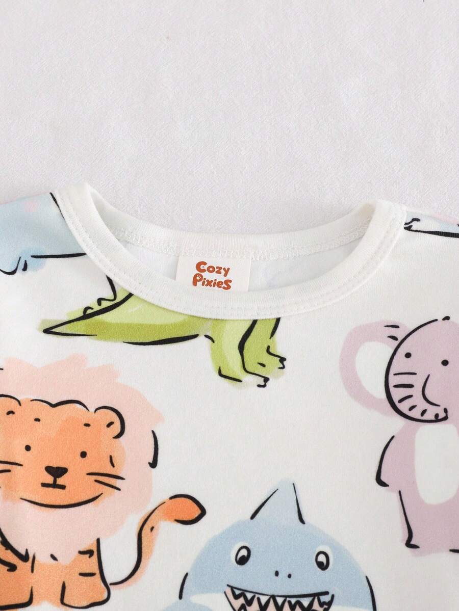Pijama de Bebê 2 Peças · Bichinhos com punhos brancos 