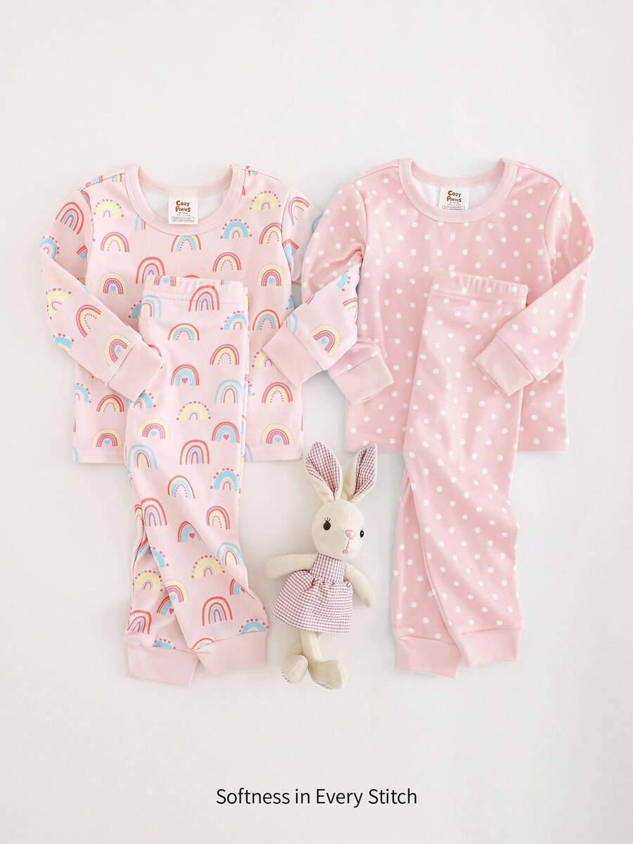 Kit com 2 pijamas estampados para bebê · Poás e arco-íris #modelo_poas-e-arco-iris
