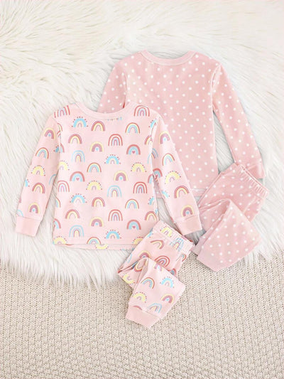 Kit com 2 pijamas estampados para bebê · Poás e arco-íris 