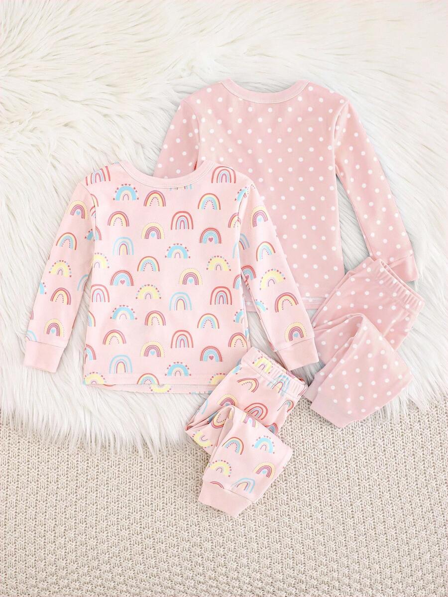 Kit com 2 pijamas estampados para bebê · Poás e arco-íris #modelo_poas-e-arco-iris