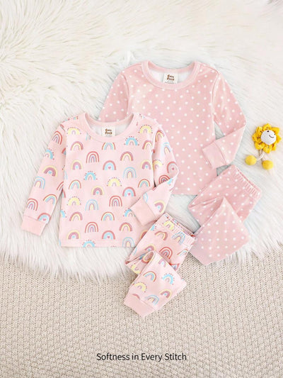 Kit com 2 pijamas estampados para bebê · Poás e arco-íris 