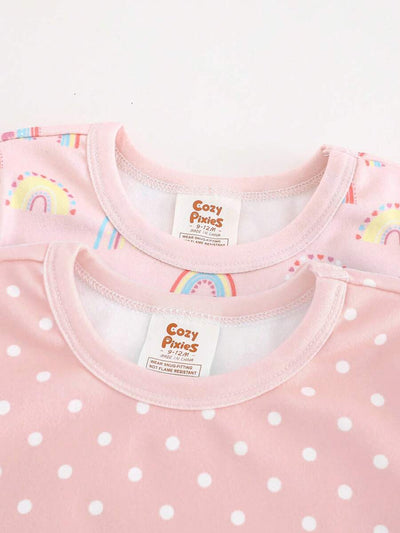 Kit com 2 pijamas estampados para bebê · Poás e arco-íris 