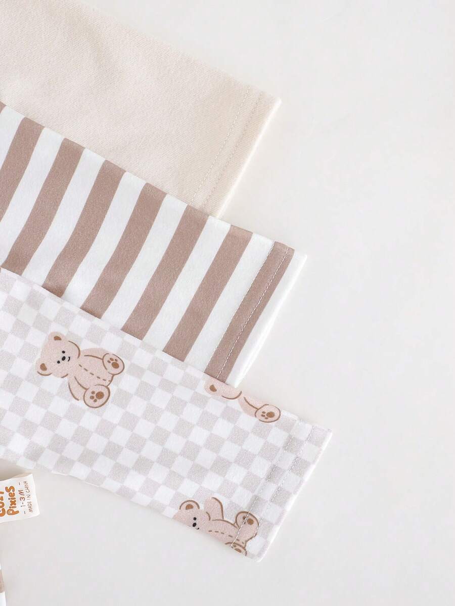 Kit com 3 Macacões de Manga Longa para Bebê · Caqui 