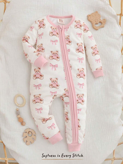 Pijama Macacão Estampado com Zíper · Ursinhos e laços 