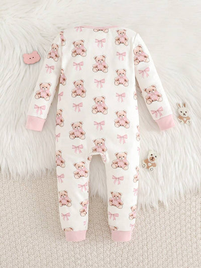 Pijama Macacão Estampado com Zíper · Ursinhos e laços 