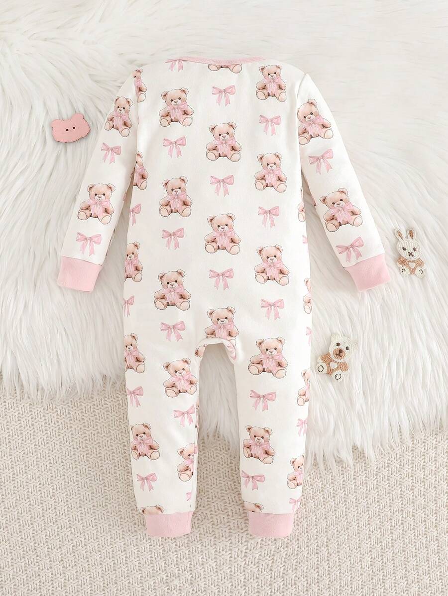 Pijama Macacão Estampado com Zíper · Ursinhos e laços 