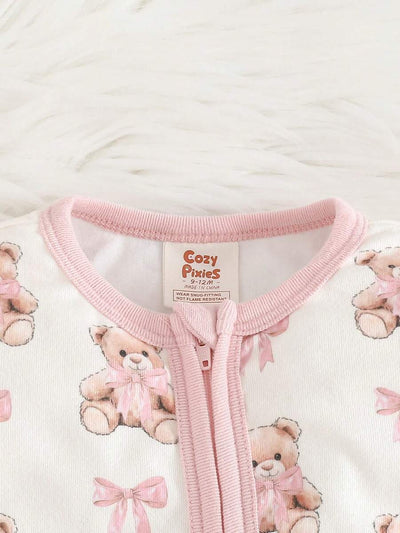 Pijama Macacão Estampado com Zíper · Ursinhos e laços 