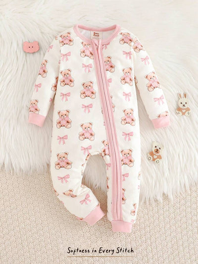 Pijama Macacão Estampado com Zíper · Ursinhos e laços 