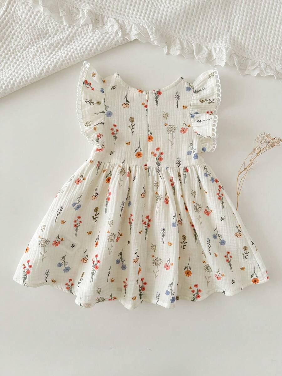 Vestido Estampado com Gola Redonda para Bebê · Damasco 