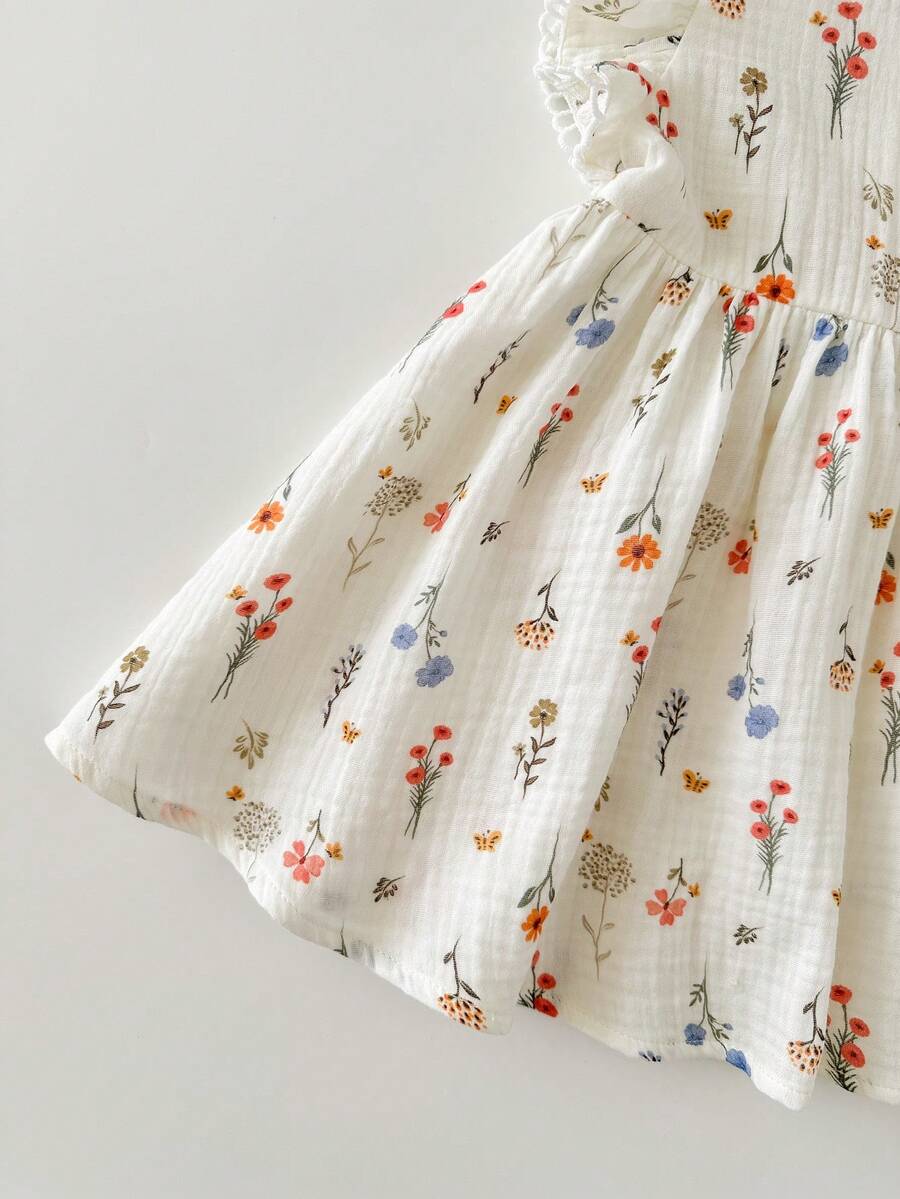 Vestido Estampado com Gola Redonda para Bebê · Damasco 