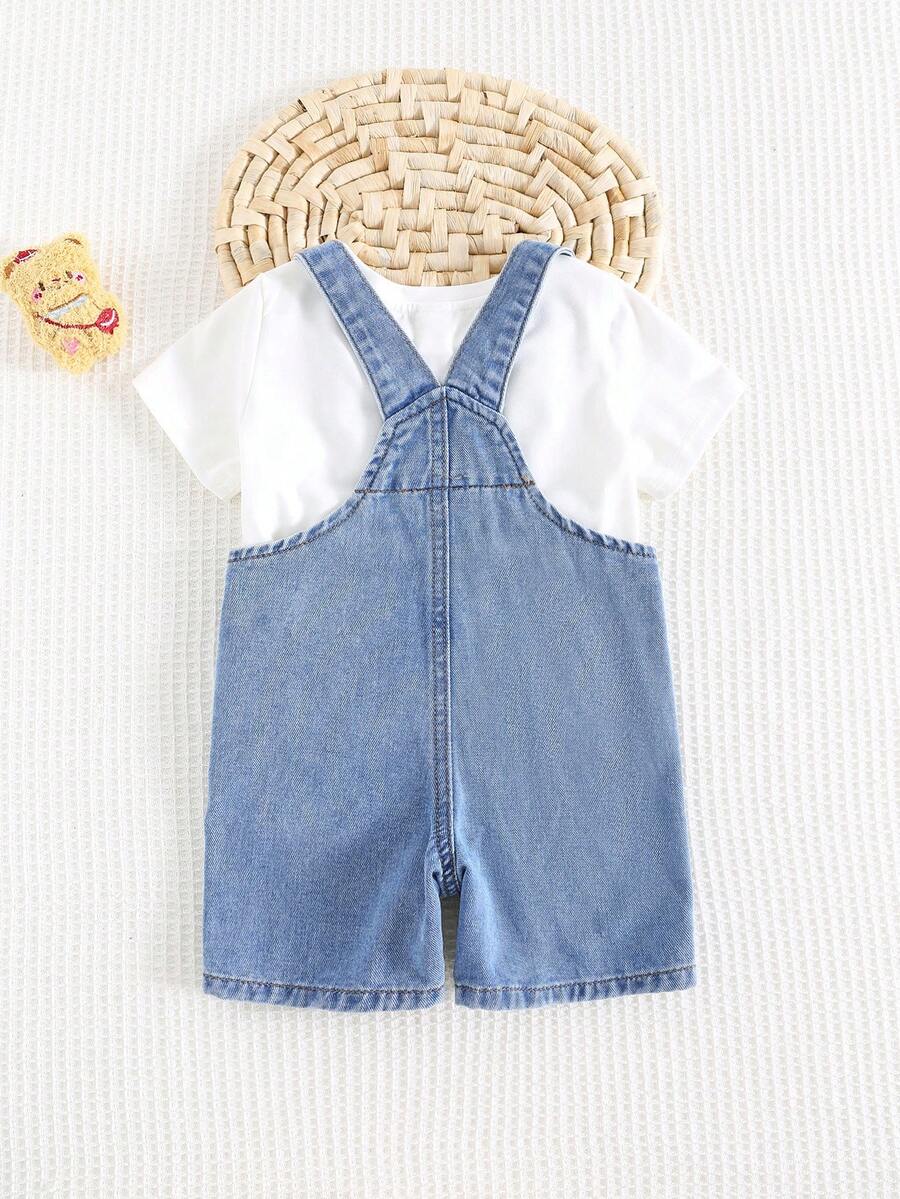 Jardineira Jeans Ursinho para Bebê · Jeans liso #modelo_jeans-liso