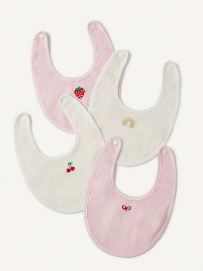 Kit com 4 Babadores de Tecido para Bebê · Morango e arco-íris 