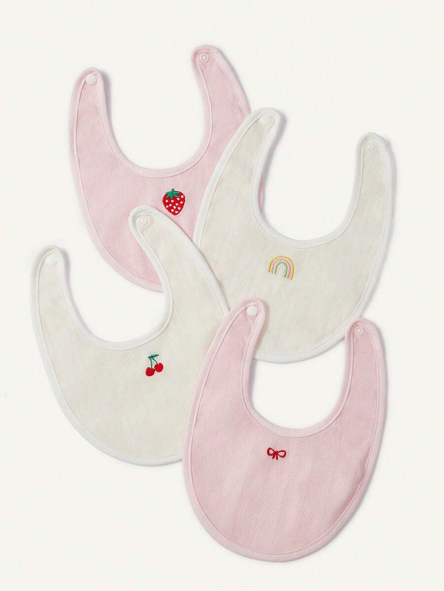 Kit com 4 Babadores de Tecido para Bebê · Morango e arco-íris 