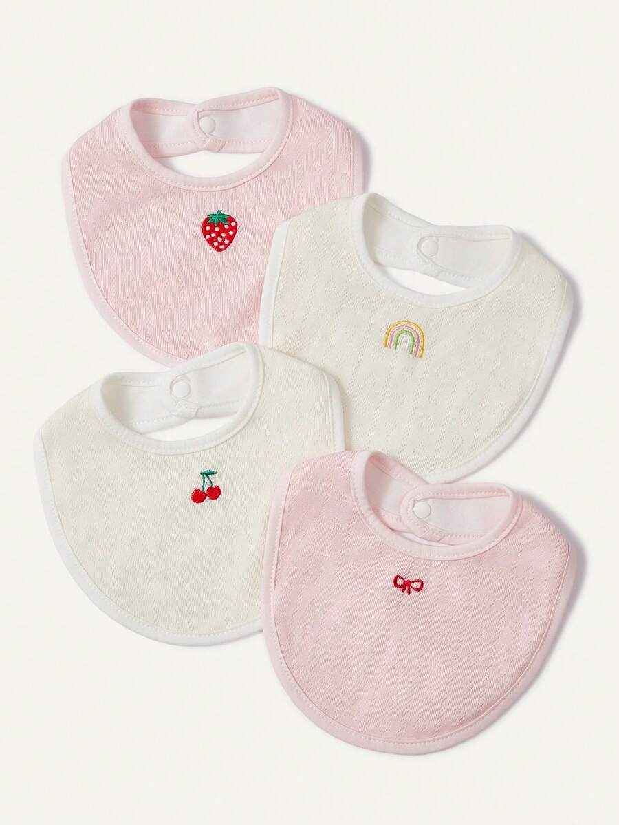 Kit com 4 Babadores de Tecido para Bebê · Morango e arco-íris 