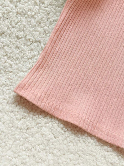 Camiseta Canelada com Babados para Bebê · Rosa chiclete 