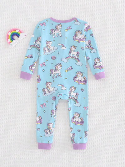 Pijama Macacão Estampado com Zíper · Unicórnios 