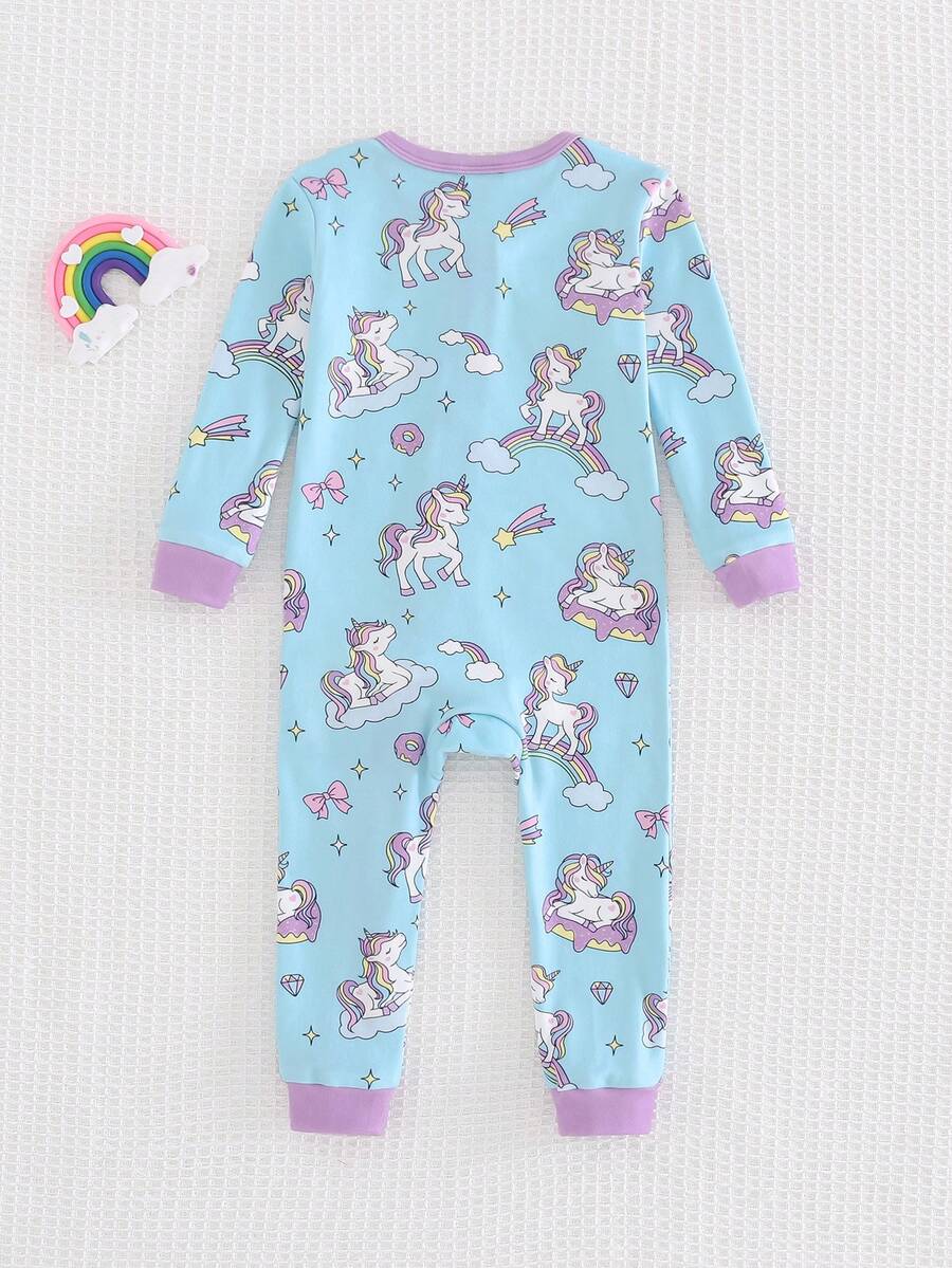 Pijama Macacão Estampado com Zíper · Unicórnios 