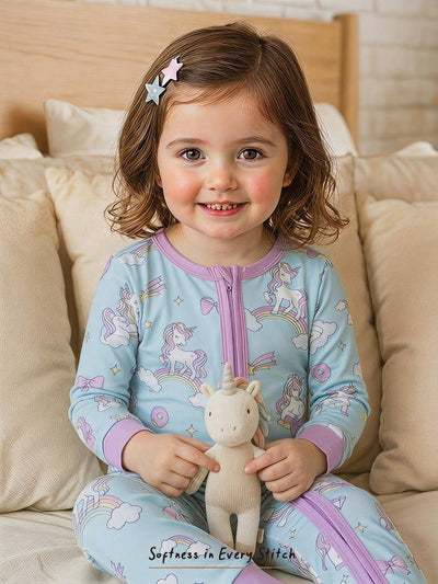 Pijama Macacão Estampado com Zíper · Unicórnios 