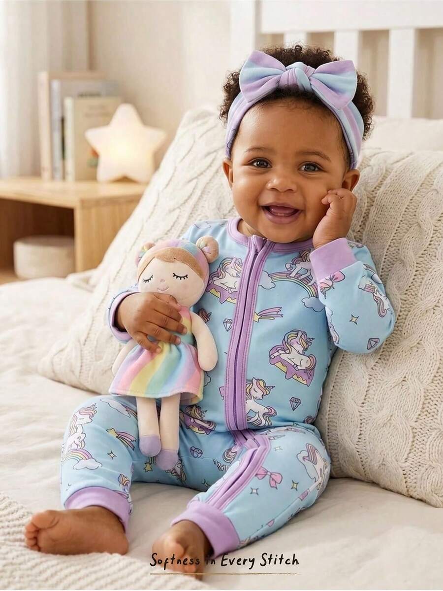 Pijama Macacão Estampado com Zíper · Unicórnios 