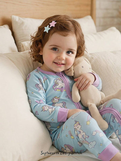 Pijama Macacão Estampado com Zíper · Unicórnios 