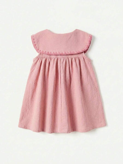Vestido para bebê com gola bordada · Floral rosa 