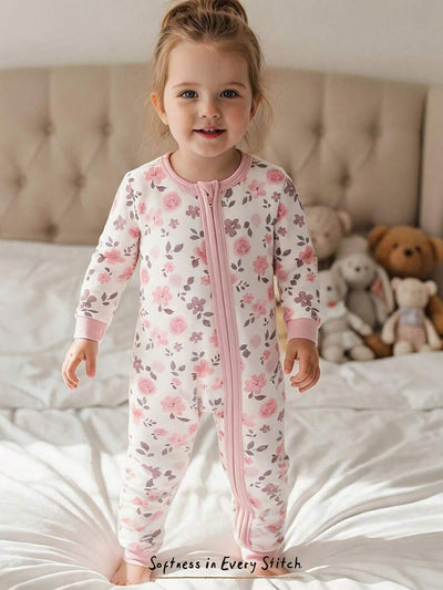 Pijama Macacão Estampado com Zíper · Floral rosa 