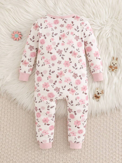 Pijama Macacão Estampado com Zíper · Floral rosa 