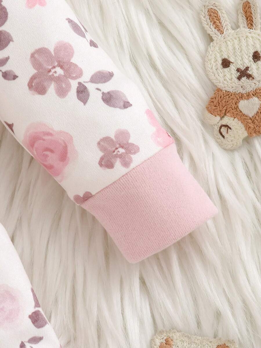 Pijama Macacão Estampado com Zíper · Floral rosa 