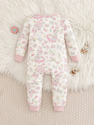 Pijama Macacão Estampado com Zíper · Coelhinhos 