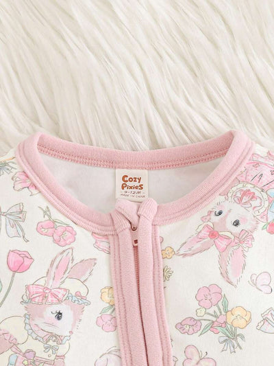 Pijama Macacão Estampado com Zíper · Coelhinhos 