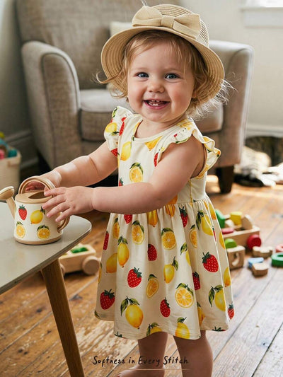 Vestido Estampado com Gola Redonda para Bebê · Multicolorido 