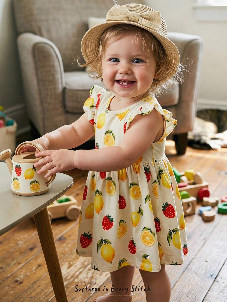 Vestido Estampado com Gola Redonda para Bebê · Multicolorido 